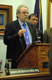 Rep. Guttenberg speaking at a press conference