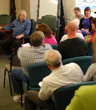 Rep Guttenberg listening to comments from residents at last week's meeting.