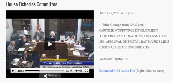 Representative Josephson presents HB119 to the (H) Fisheries Committee.