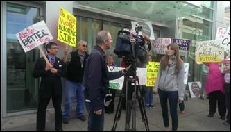 Last week’s protest at the Anchorage Legislative Information Office. My sign says ‘Alaska is better than this.’