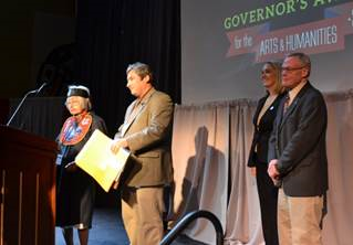 Rep. Kito presents Nora Dauenhauer with a citation recognizing Richard Dauenhauer, her late husband, for his contributions to the State of Alaska, particularly in the preservation of the Tlingit language. Also pictured: Rep. Cathy Muñoz and Sen. Dennis Egan.