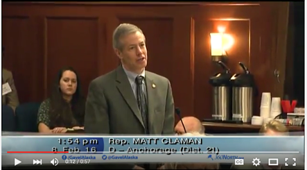 You can watch Rep. Claman speaking on the House Chamber about keeping the public involved as the House focuses on Alaska’s fiscal challenge. 
