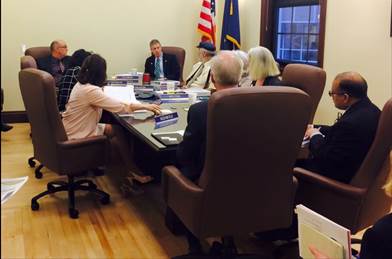 Rep. Claman with members of the House Finance Subcommittee on the Department of Environmental Conservation. 