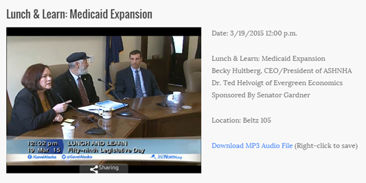 Watch the entire lunch and learn on Medicaid expansion here and view Hultberg’s presentation here 