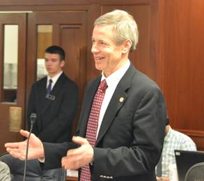 Rep. Claman offering an amendment to remove intent language that would have eliminated the WWAMI program when the Operating Budget was on the House Floor.