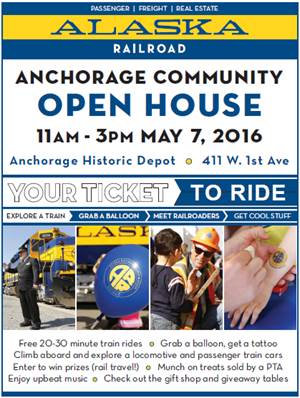 The Alaska Railroad is inviting the public to attend “Railroad Days,” a community open house held from 11am to 3pm, Saturday, May 7th.
