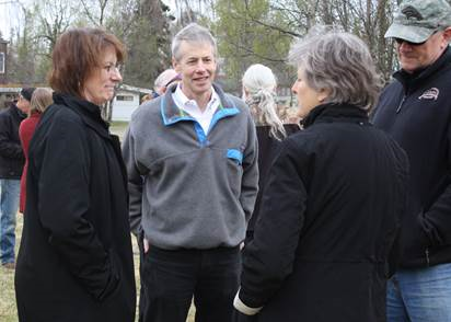 Matt listens to neighbors at Lyn Ary Park last month during our Ice Cream in the Park event.