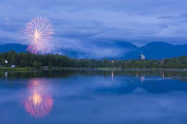 Due to the dry summer, the fireworks show in downtown Anchorage has been cancelled this year. There will still be many family friendly activities downtown all weekend long! 