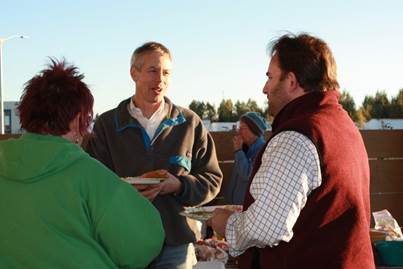 Rep. Claman chatting with community members at the Turnagain Community Council picnic.