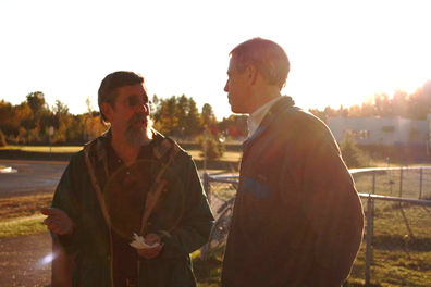 Rep. Claman speaking with a neighbor at the Turnagain Community Council picnic.