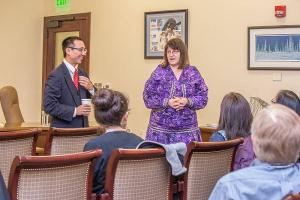 Harriet talking to UAF students about the State Legislature