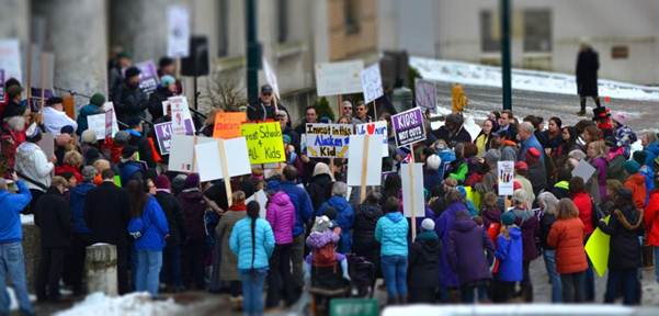 Hundreds rally in front of the Capitol in support of public education.