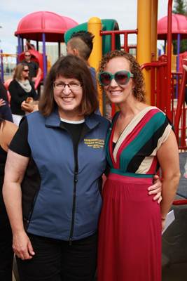 With Leah Boltz at the ribbon-cutting for the Park Playground for All at the Cuddy Family Midtown Park