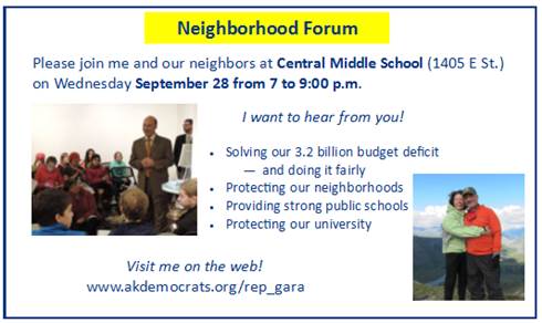 Rep. Gara forum info card