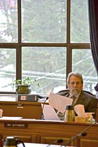 Rep. Guttenberg at work in his Capitol Building office.