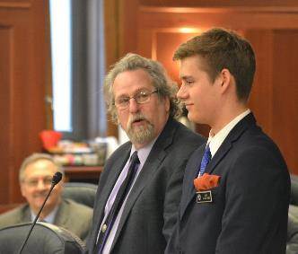 Representative Guttenberg introducing guest page and West Valley High School Senior Grant Ackerman
