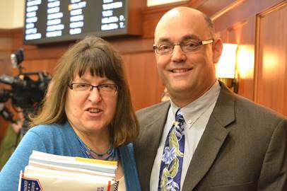 Representative Drummond and I share a moment on the House floor during the first week of session