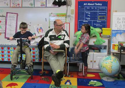 Spending time with some kindergarteners at Tudor Elementary School