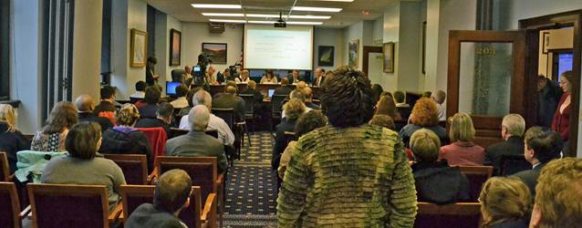 The room was packed during the Save Our Schools public testimony