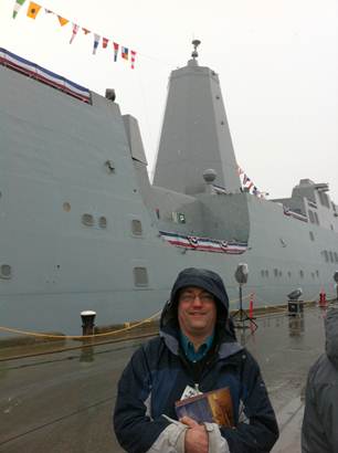 Surviving the wintry weather and enjoying the USS Anchorage commissioning