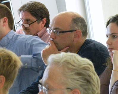 Listening to a presentation at the UMed Master Plan and Visioning Meeting