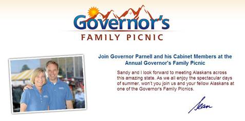Join Governor Parnell at a picnic on the Delaney Park Strip, Saturday, July 30th from 12pm-3pm