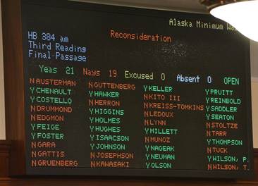 With knowledge of years past on the minds of members, the vote on the minimum wage bill in 2014 was split ? 21 Yes and 19 No