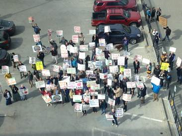 Supporters of Medicaid expansion and public education held rallies at the new LIO