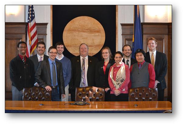  House Speaker Mike Chenault poses   with this year’s UA Legislative Interns. Tyler Spaan (second on the   left) has been an important member of   Team Kawasaki this session. Thank you Tyler!