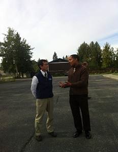 Rep. Kawasaki listening to a constituent