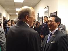 Greeting Gov. Bill Walker following the State of the State Address