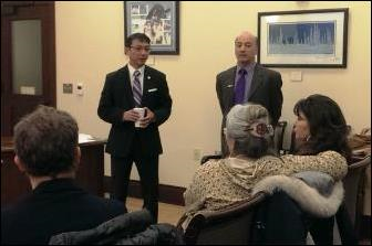Speaking with a rural development class from Southwest Alaska with Rep. Les Gara