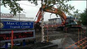 View of construction from the downtown transit center last week. 