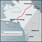 Purposed route of the AlaskaLNG pipeline