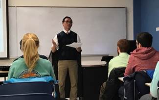 Rep. Kawasaki speaking to UAF Economics students this month