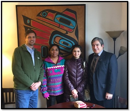 February 19, 2016: Visiting with Mark, Ramona, & Sabrina Schimscheimer from Anchorage on their trip to the Capitol. 