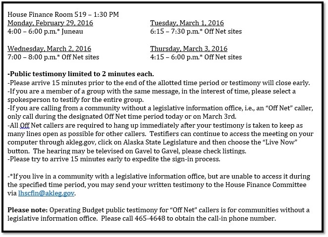 Public Testimony details