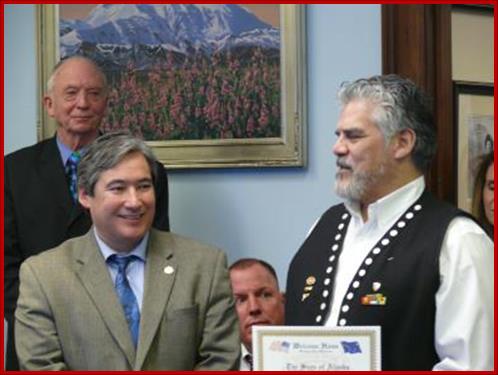 Rep. Sam Kito III gave Vietnam veteran Darryl Brown a certificate in celebration of Vietnam Veterans Day