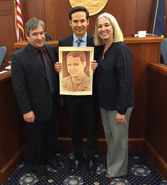 April 18, 2015: Passed SB 63, which names the new State Libraries, Archives, and Museum after Father Andrew P. Kashevaroff and names the Reading Room after Representative Richard Foster. Rep. Kito pictured with Neal Foster (Rep. Richard Foster’s son), and Rep. Cathy Muñoz.