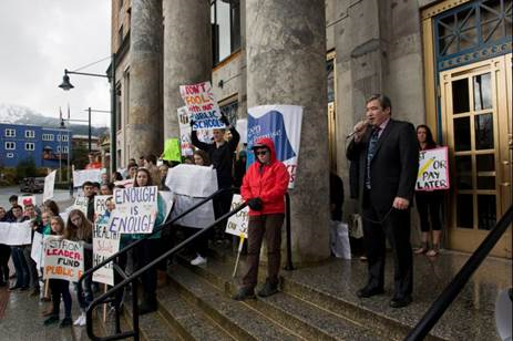 April 17, 2015: Rally in support of education. Image by Marc Lester from the Alaska Dispatch News photo journal of the Session, see more here. Thanks to the reporters, photographers, and film crews for their thorough coverage.