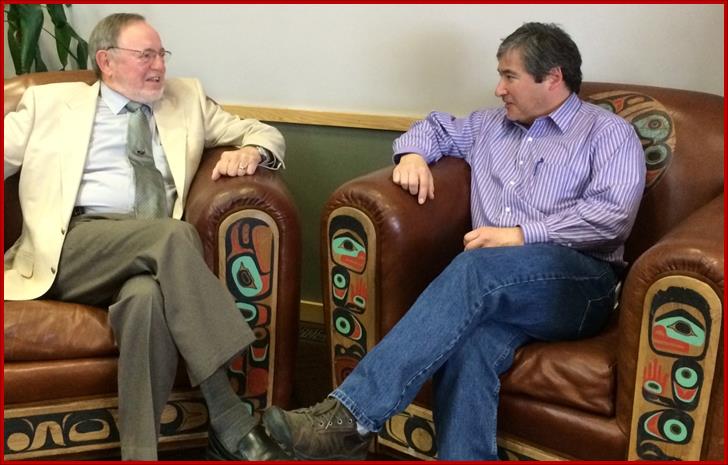 Sam meeting with Representative Don Young at the Goldbelt Hotel to discuss transportation issues.