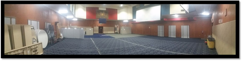 Before and after images of the Terry Miller Gym, where the House and Senate have been holding floor sessions during the special session.