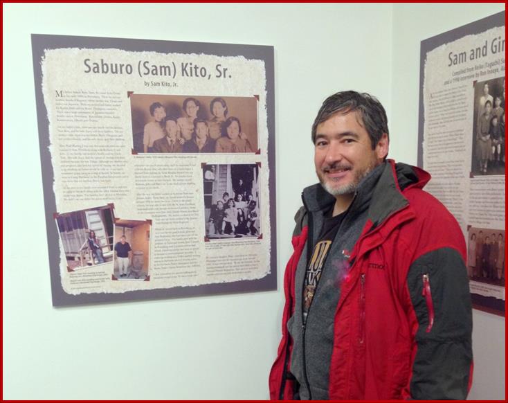 Sam attending the Empty Chair exhibition at the City Museum commemorating his family’s experience being interned as Japanese Americans during World War II. 
