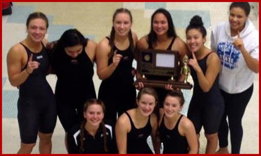 Rep. Sam Kito III’s daughter Gabi (3rd from left in back row) pictured with her JDHS Swim Team and their trophy for winning the state championship. 