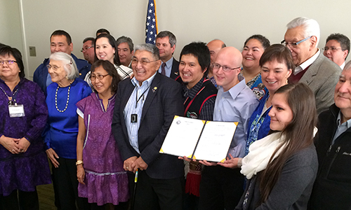 The Native languages of Alaska’s indigenous people became official languages of the State of Alaska on Thursday during a bill signing ceremony held in conjunction with the 2014 Alaska Federation of Natives (AFN) Convention in Anchorage