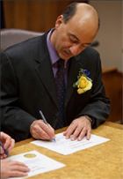 Rep. Gara signs into office for the 27th Legislature in Juneau, Jan. 19, 2011.