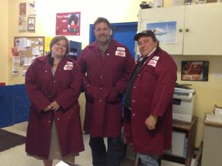 Rep. Tarr with ASMI Executive Director Mike Cern, and ASMI Board Member and Bristol Bay fisherman Kevin Adams, as they toured the Ocean Beauty processing plant.