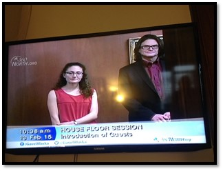 Staffer Ray Friedlander and David Holthouse on-air being introduced as guests on the House Floor