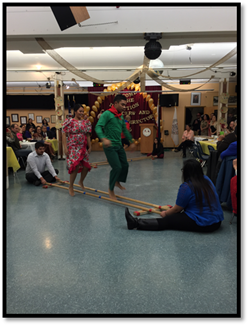 The tinikling dance is one of the most popular traditional Philippine dances at the Filipino Community, Inc. Legislative Reception and swearing in of new officers. 
