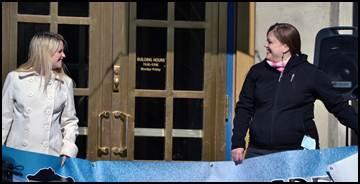 Erin & Rep. Tarr waiting for the Choose Respect March to begin in Juneau!